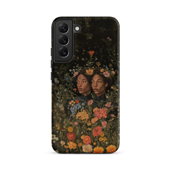 Tuned in - Black Transgender Twins Samsung Case, Galaxy S22 Plus / Matte, Black Smartphone Case Vibrant Floral Painting Two Women