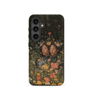 Tuned in Black Transgender Twins Samsung Case, Galaxy S24 / Matte, Black Smartphone Case Vibrant Floral Design Two Faces
