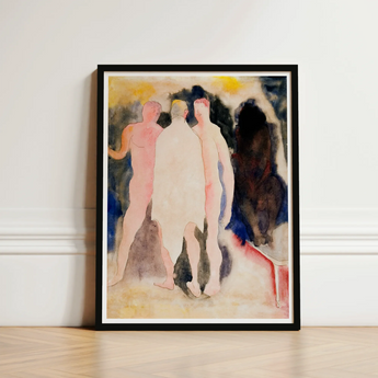Turkish Bath - Charles Demuth Art Print / Canvas Framed Watercolor Painting Three Nude Figures Soft Pastel, Captures, Occupying, Presses