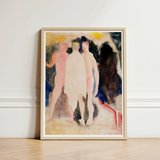 Turkish Bath - Charles Demuth Art Print / Canvas Framed Watercolor Painting Three Nude Figures Soft Pastel, Captures, Occupying, Presses