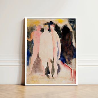 Turkish Bath - Charles Demuth Art Print / Canvas Framed Watercolor Painting Three Nude Figures Soft Pastel, Captures, Occupying, Presses