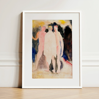 Turkish Bath - Charles Demuth Art Print / Canvas Framed Watercolor Painting Three Nude Figures Soft Pastel, Captures, Occupying, Presses