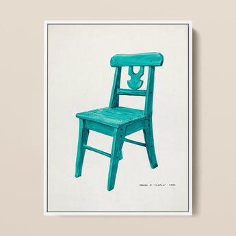 Turquoise Chair - Majel G. Claflin Decorative Art Print / Canvas, 12x16’’ / 31x41cm / White Frame, Posters Prints & Visual Artwork, Toby