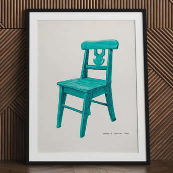 Turquoise Chair - Majel G. Claflin Decorative Art Print / Canvas, 24x32’’ / 61x81cm / Black Frame / Matboard, Posters Prints & Visual