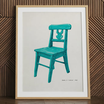Turquoise Chair - Majel G. Claflin Decorative Art Print / Canvas, 24x32’’ / 61x81cm / Natural Frame / Matboard, Posters Prints & Visual
