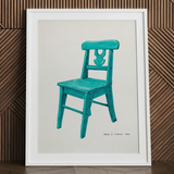 Turquoise Chair - Majel G. Claflin Decorative Art Print / Canvas, 24x32’’ / 61x81cm / White Frame / Matboard, Posters Prints & Visual