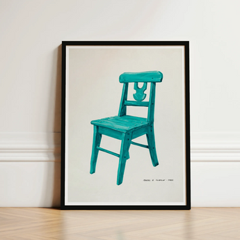 Turquoise Chair - Majel G. Claflin Decorative Art Print / Canvas Framed Painting Wooden Backrest Decor, Prints