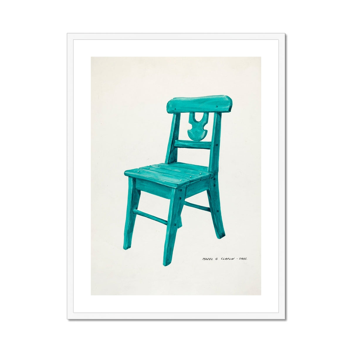 Turquoise Chair - Majel G. Claflin Decorative Art Print - Posters Prints & Visual Artwork