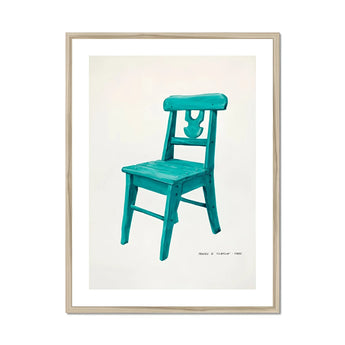 Turquoise Chair - Majel G. Claflin Decorative Art Print, Turquoise Wooden Chair Decorative Design