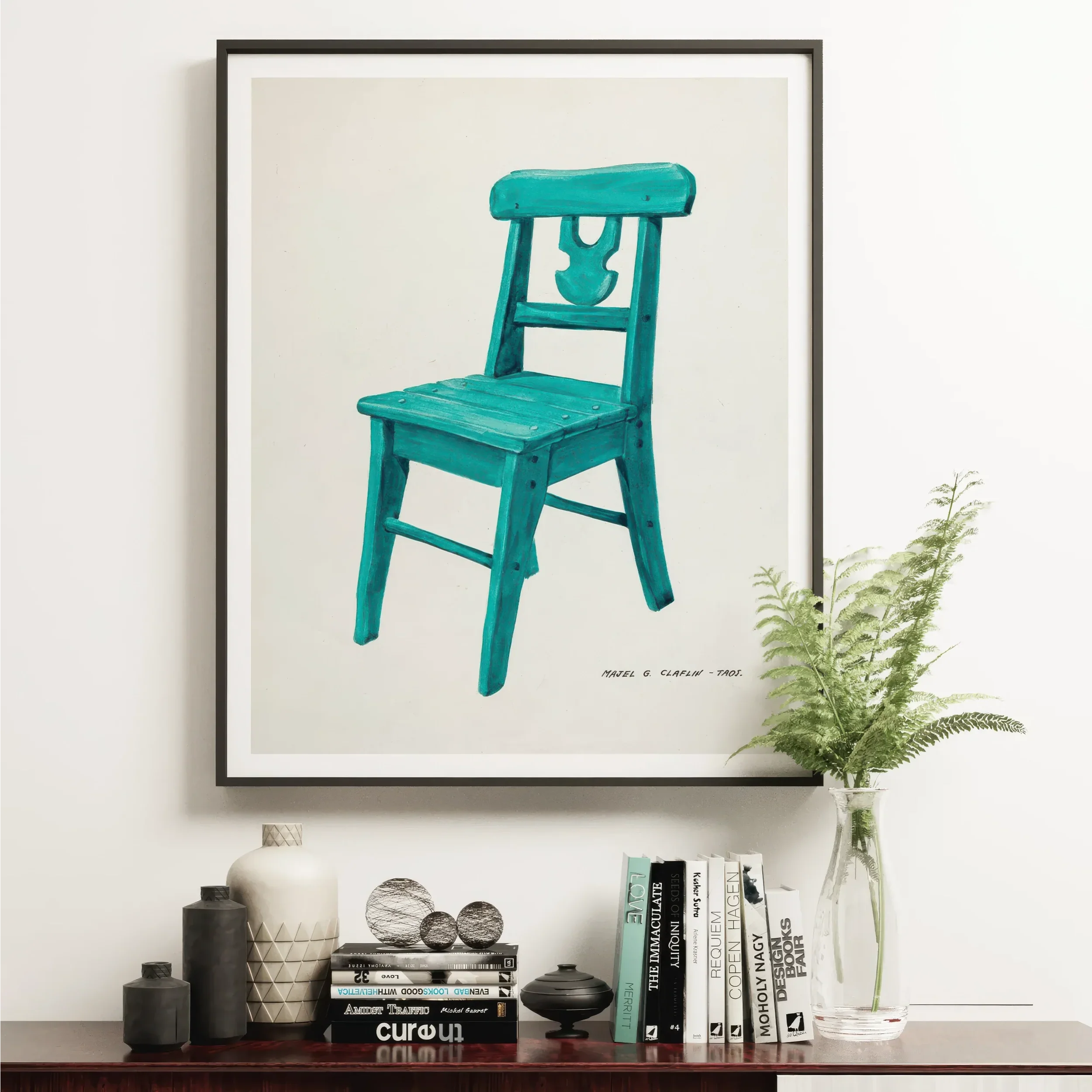 Turquoise Chair - Majel G. Claflin Decorative Art Print - Posters Prints & Visual Artwork