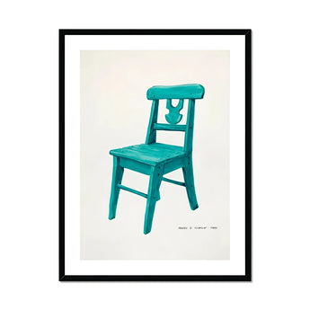 Turquoise Chair - Majel G. Claflin Decorative Art Print, Turquoise Wooden Chair Decorative Heart-shaped Cutout