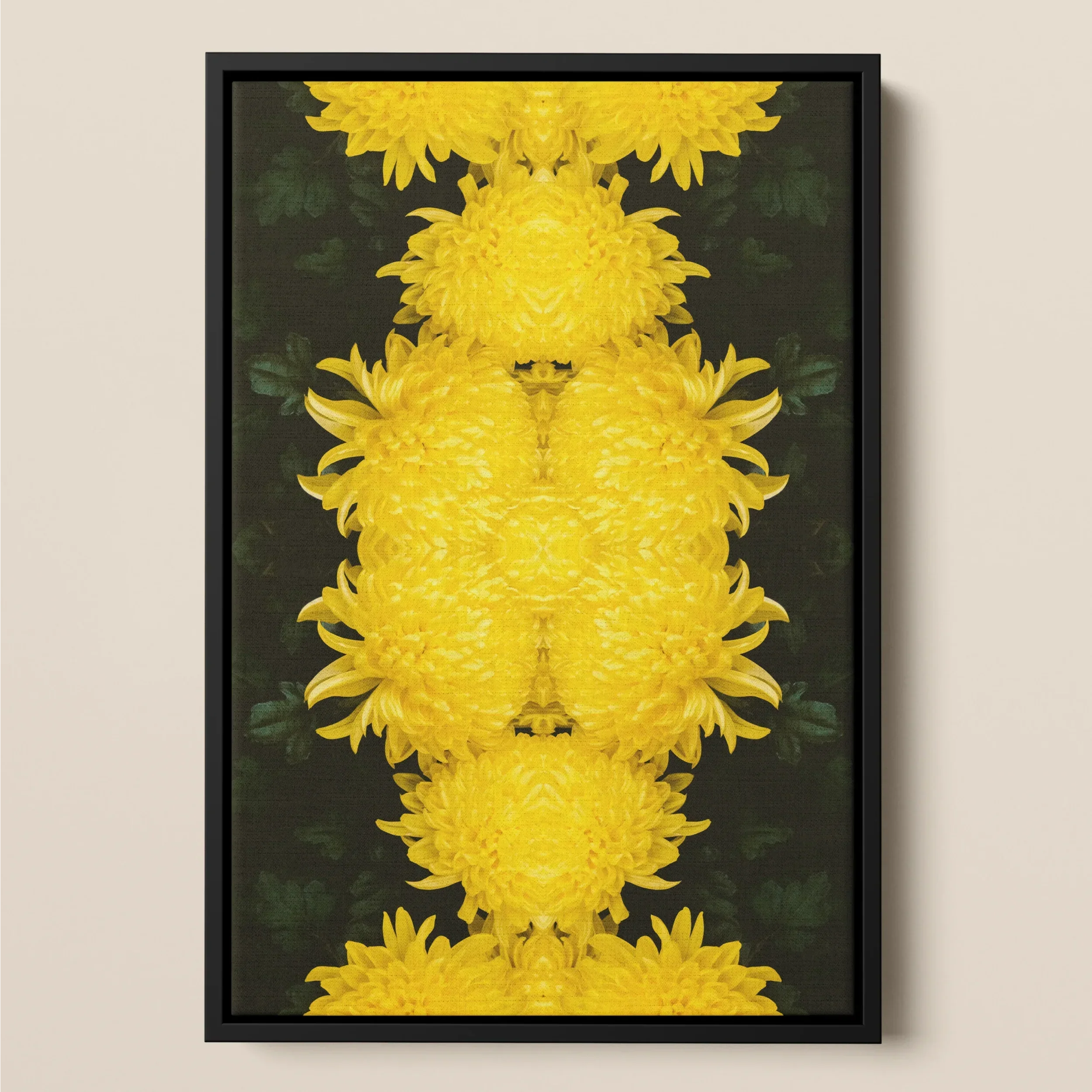 Tweedledee - Chrysanthemum Op Art Framed Canvas