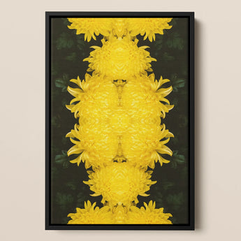 Tweedledee - Golden Chrysanthemum Op Art Print / Canvas, 12x16’’ / 31x41cm / Black Frame, Posters Prints & Visual Artwork, Toby Leon