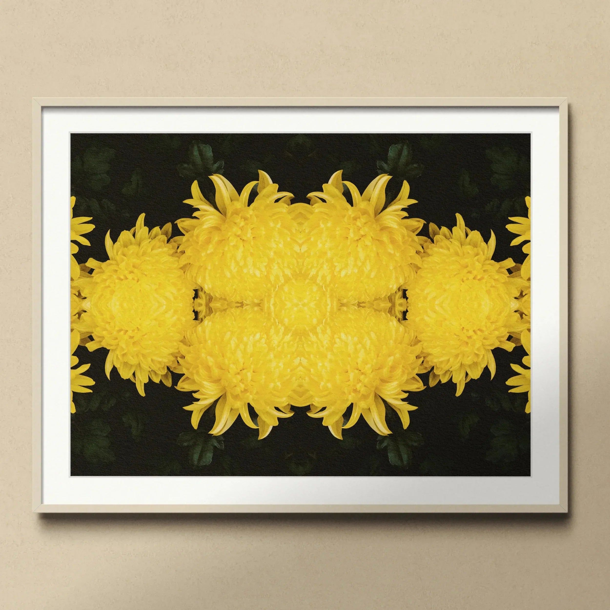 Tweedledee - Golden Chrysanthemum Op Art Print - Posters Prints & Visual Artwork