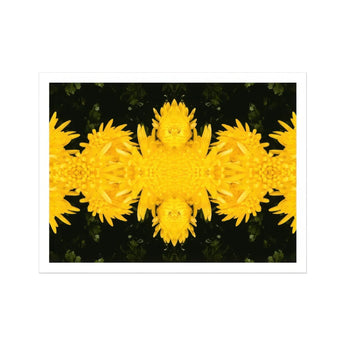 Tweedledum - Chrysanthemum Op Art Print / Canvas Kaleidoscopic Pattern Bright Yellow Dandelion Flowers Arranged Symmetrically Avant-garde