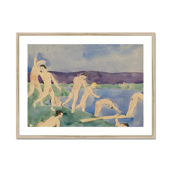 Twelve Nude Boys at the Beach - Charles Demuth Fine Art Print, Framed Watercolor Painting Nude Figures Lake