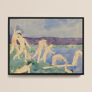 Twelve Nude Boys at the Beach - Charles Demuth Framed Canvas, Framed Watercolor Painting Nude Bathers