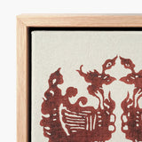 Rustic Wooden-framed Canvas Print Stylized Reddish-brown Silhouette Design Taguchi Tomoki’s Yatsuo, Tsubaki Woodblock, Tomoki Avian