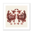 Twin Flame Phoenix - Taguchi Tomoki Art Print, Two Symmetrical Burgundy-colored Phoenix Birds Ornate Decorative Patterns