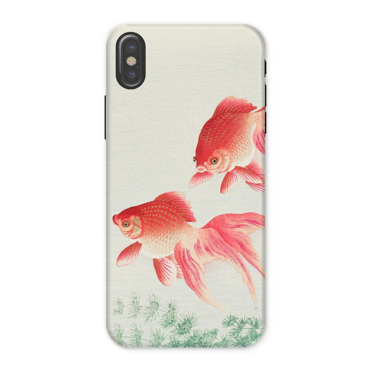 Two Goldfish Ohara Koson Shin Hanga Iphone Case, x / Matte, Phone Case Design Two Red Goldfish Aquatic Plants