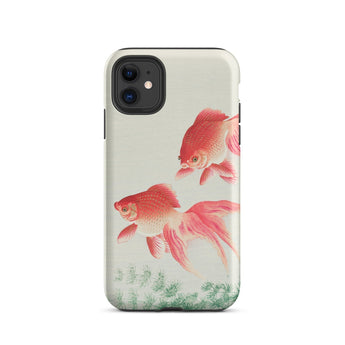 Two Goldfish - Ohara Koson Shin-hanga Phone Case Iphone 11 / Matte Goldfish-themed Phone Case Ohara Koson’s Mesmerizing Kachō-e, Vibrant