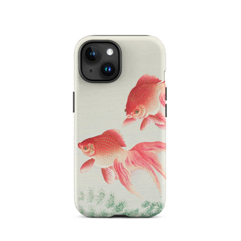 Two Goldfish - Ohara Koson Shin-hanga Phone Case Iphone 15 / Matte Goldfish-themed Phone Case Ohara Koson’s Mesmerizing Kachō-e, Vibrant