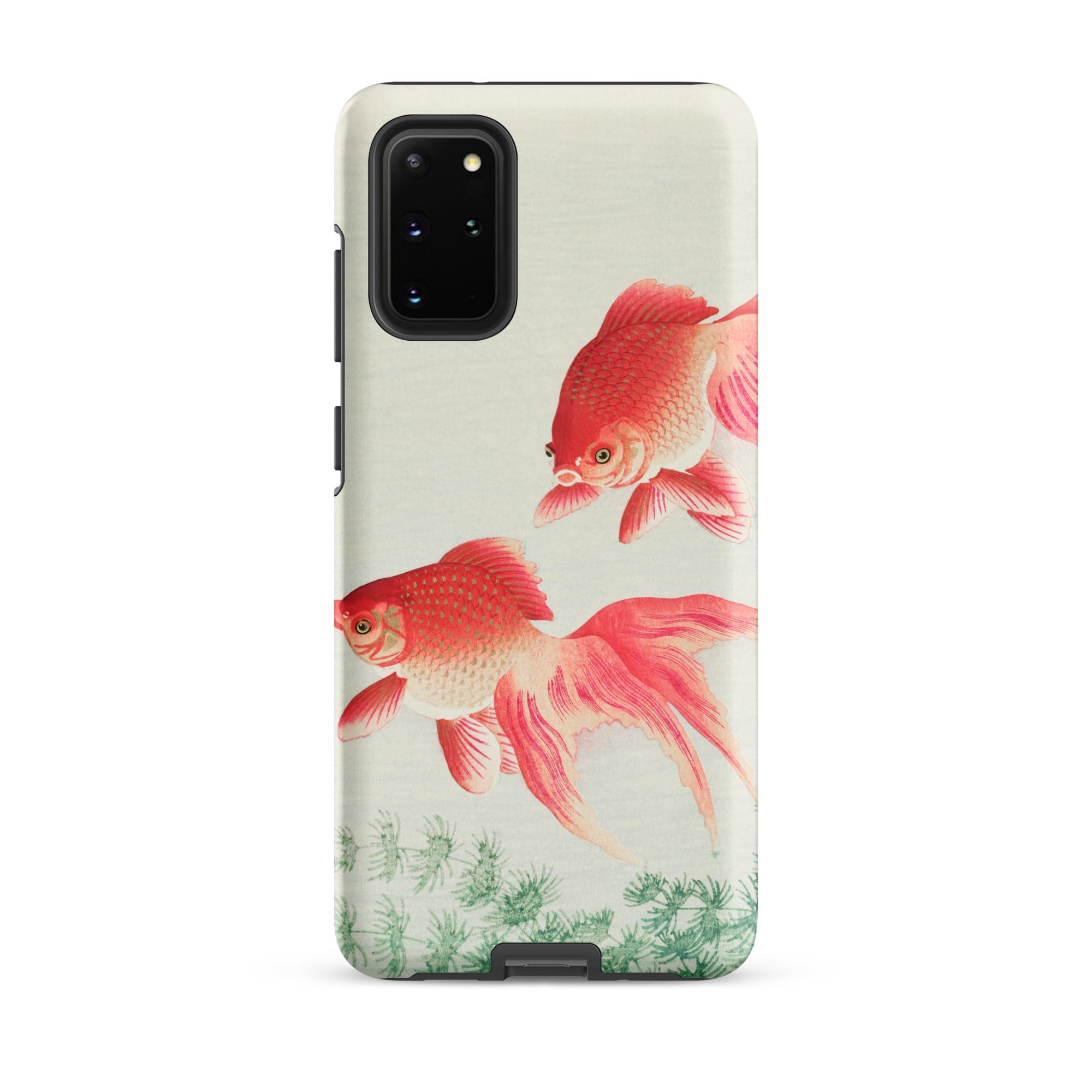Two Goldfish Ohara Koson Shin Hanga Samsung Case, Galaxy S20 Plus / Matte, White Phone Case Design Two Red Goldfish Green