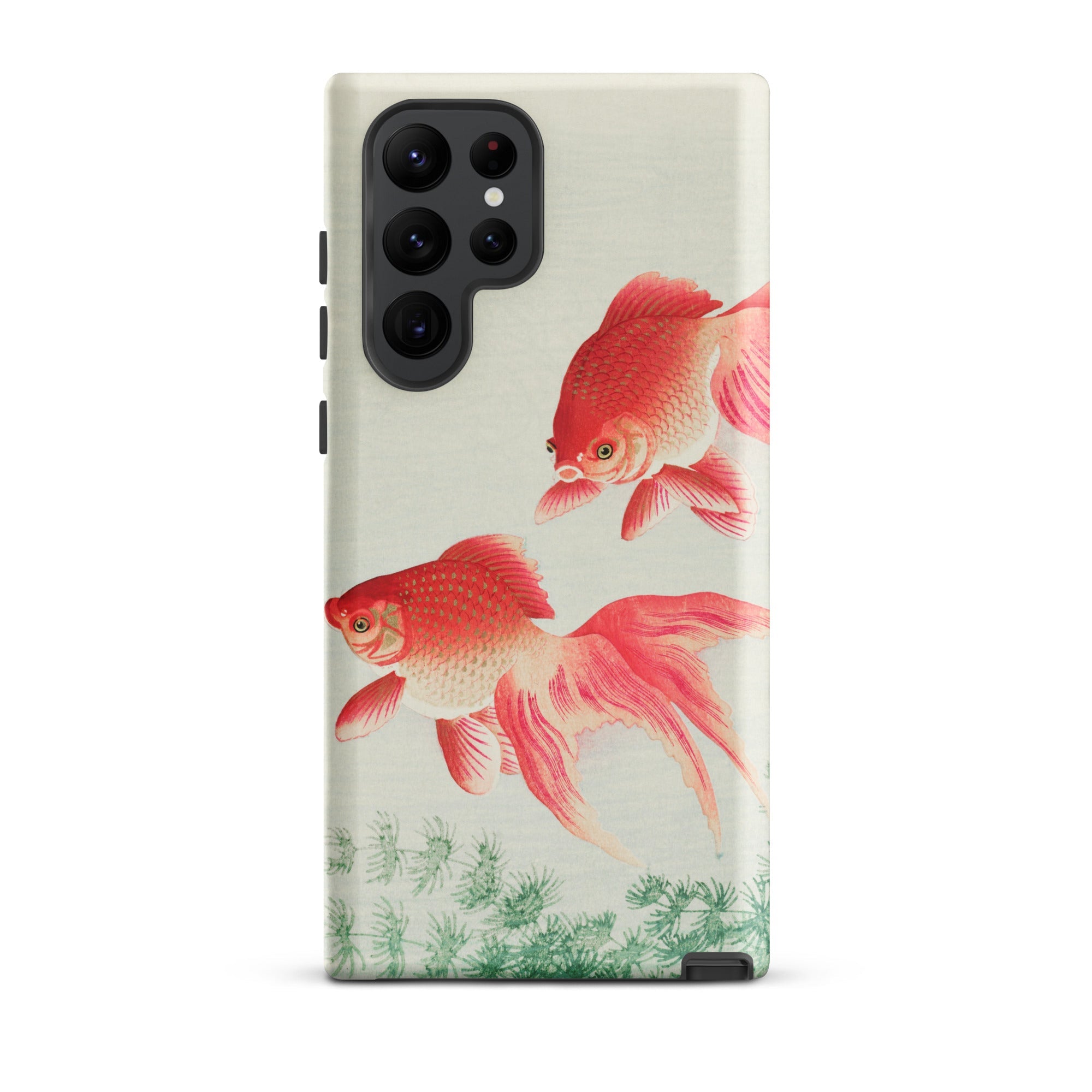 Two Goldfish Ohara Koson Shin Hanga Samsung Case, Galaxy S22 Ultra / Matte, White Smartphone Case Two Red Goldfish Green Aquatic