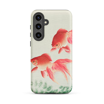 Two Goldfish - Ohara Koson Shin-hanga Samsung Case, Galaxy S24 Plus / Matte, White Phone Case Vibrant Red Pink Goldfish Design