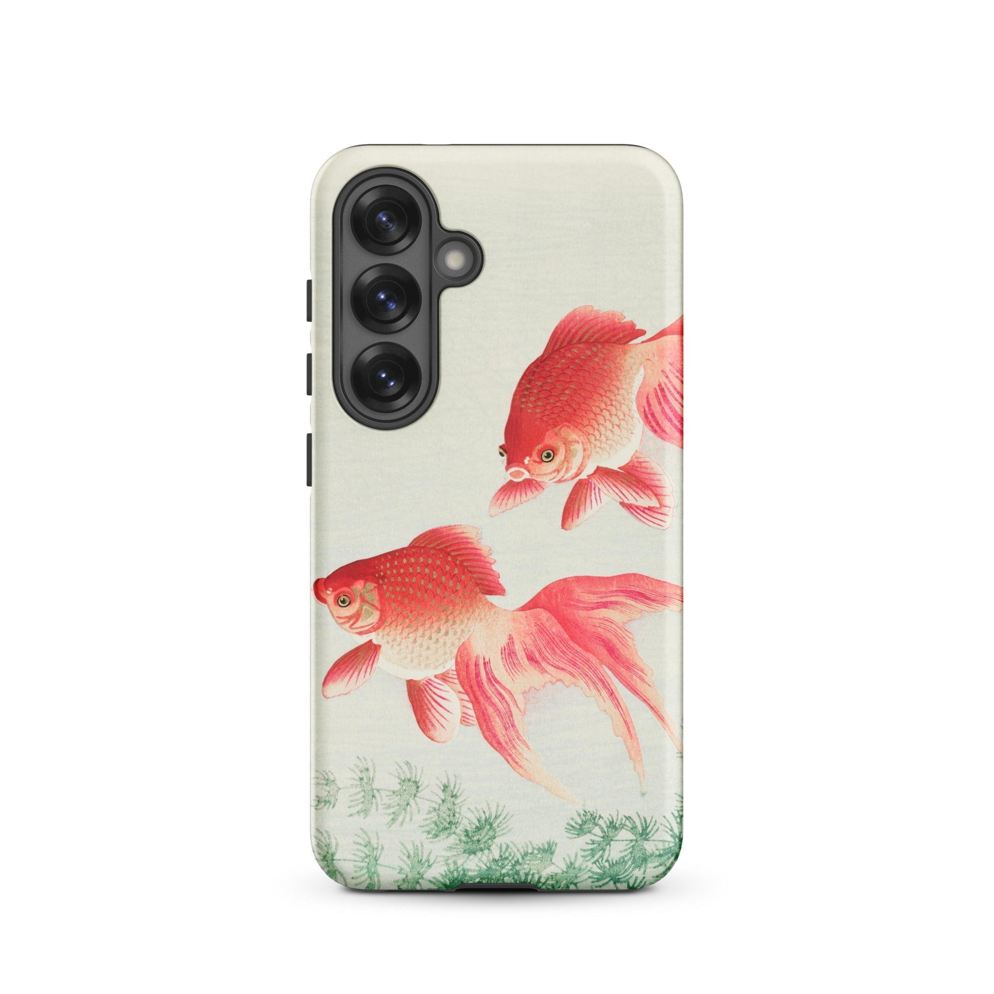 Two Goldfish Ohara Koson Shin Hanga Samsung Case, Galaxy S25 / Matte, White Phone Case Adorned Vibrant Red Pink Goldfish