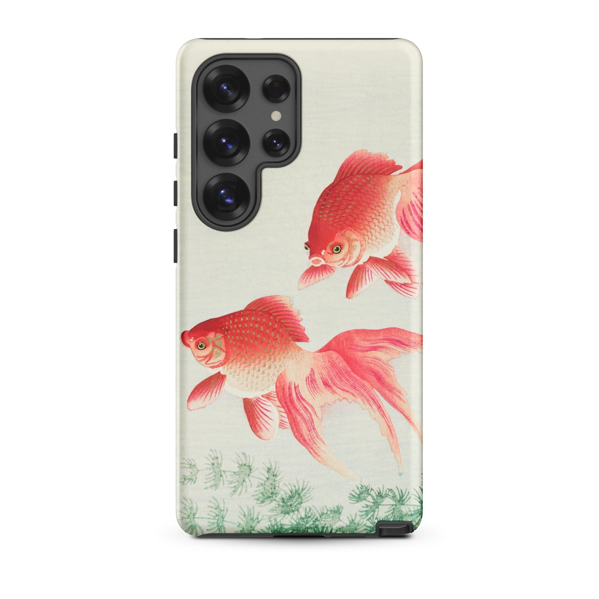 Two Goldfish Ohara Koson Shin Hanga Samsung Case, Galaxy S25 Ultra / Matte, White Smartphone Case Vibrant Illustration Two Red Goldfish