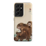 Two Monkeys - Ohara Koson Samsung Case, Galaxy S21 Ultra / Matte, Phone Case Black Camera Module Illustration Two Monkeys