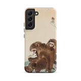 Two Monkeys - Ohara Koson Samsung Case, Galaxy S22 Plus / Matte, Phone Case Illustration Two Monkeys Smaller Light Background