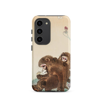 Two Monkeys - Ohara Koson Samsung Case, Galaxy S23 / Matte, Smartphone Case Artistic Depiction Two Monkeys Butterfly