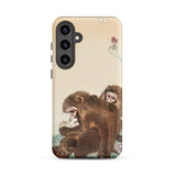 Two Monkeys - Ohara Koson Samsung Case, Galaxy S24 Plus / Matte, Phone Case Illustration Two Monkeys