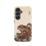 Two Monkeys - Ohara Koson Samsung Case, Galaxy S25 / Matte, Phone Case Illustration Two Monkeys Flower Butterflies