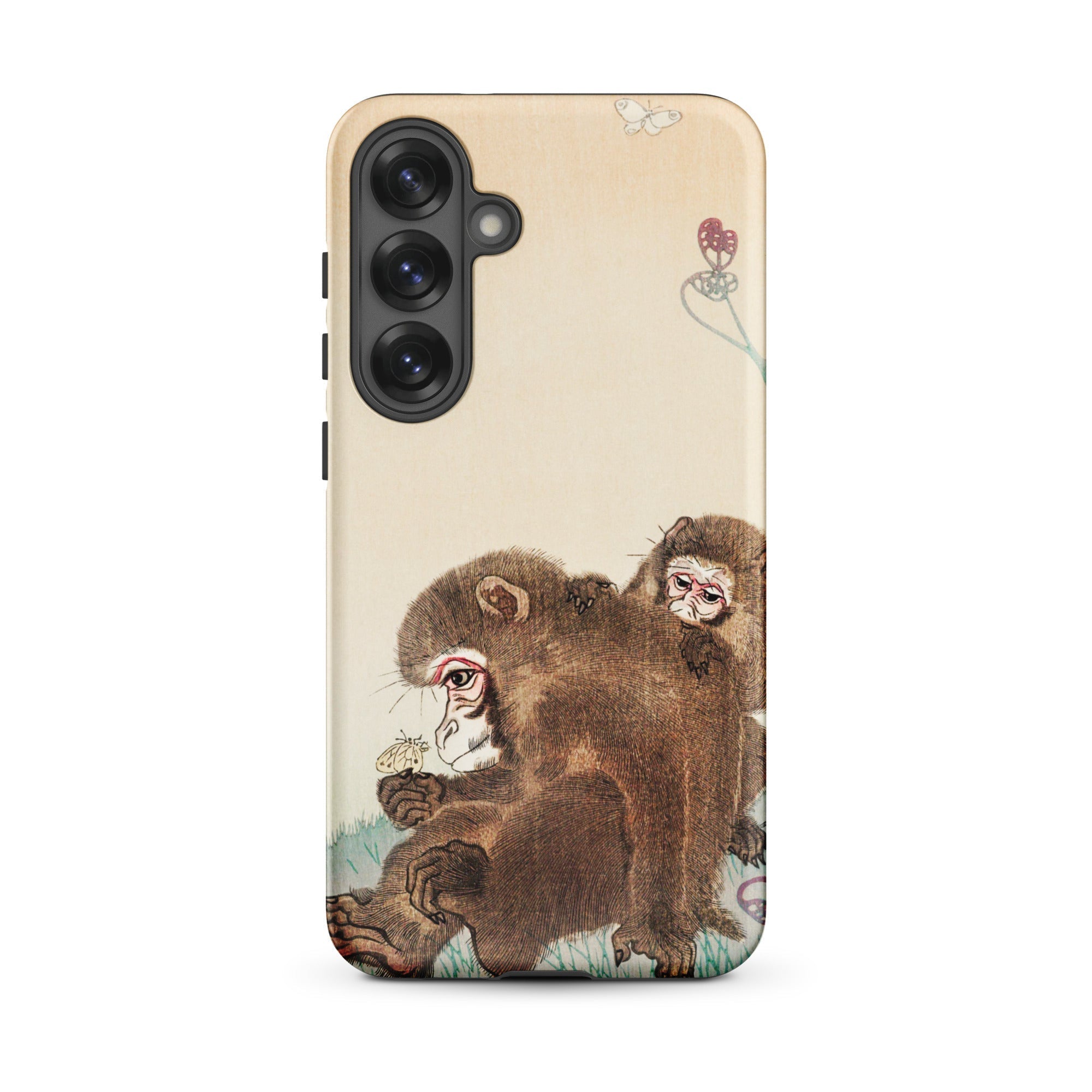Two Monkeys Ohara Koson Samsung Case, Galaxy S25 Plus / Matte, Light Colored Phone Case Illustration Two Monkeys Baby Butterfly