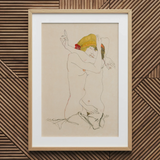 Two Nude Women Embracing - Egon Schiele Art Print, 20x30’’ / 51x76cm / Natural Frame / 2’’ Matboard, Posters Prints & Visual Artwork, Toby