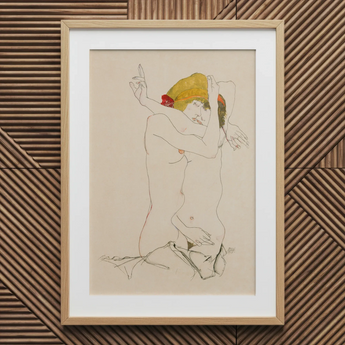 Two Nude Women Embracing - Egon Schiele Art Print, 20x30’’ / 51x76cm / Natural Frame / 2’’ Matboard, Posters Prints & Visual Artwork, Toby