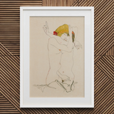 Two Nude Women Embracing - Egon Schiele Art Print, 20x30’’ / 51x76cm / White Frame / 2’’ Matboard, Posters Prints & Visual Artwork, Toby