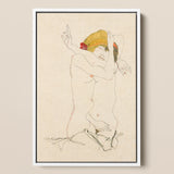 Two Nude Women Embracing - Egon Schiele Art Print / Canvas, 12x18’’ / 31x46cm / White Frame, Posters Prints & Visual Artwork, Toby Leon