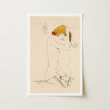 Two Nude Women Embracing - Egon Schiele Art Print / Canvas Framed Stylized Figure Expressive Pose Schiele’s Provocative World, Tantalizing,