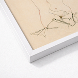 Minimalist White Frame Delicate Line Beige Paper Egon Schiele’s Provocative World, Tantalizing Art Print, Nude Women Embracing