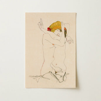 Two Nude Women Embracing - Egon Schiele Art Print / Canvas, Egon Schiele’s Provocative World, Tantalizing Art Print, Nude Women Embracing