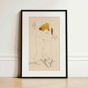 Two Nude Women Embracing - Egon Schiele Art Print / Canvas, Egon Schiele’s Provocative World, Tantalizing Art Print, Nude Women Embracing