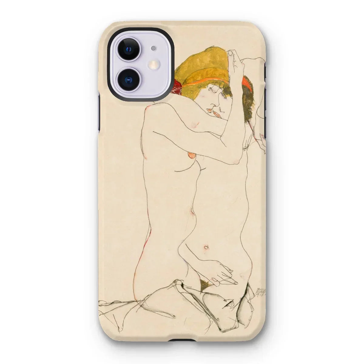 Two Nude Women Embracing - Egon Schiele Iphone Case, 11 / Matte, Iphone Case Egon Schiele Nude Figure Artwork