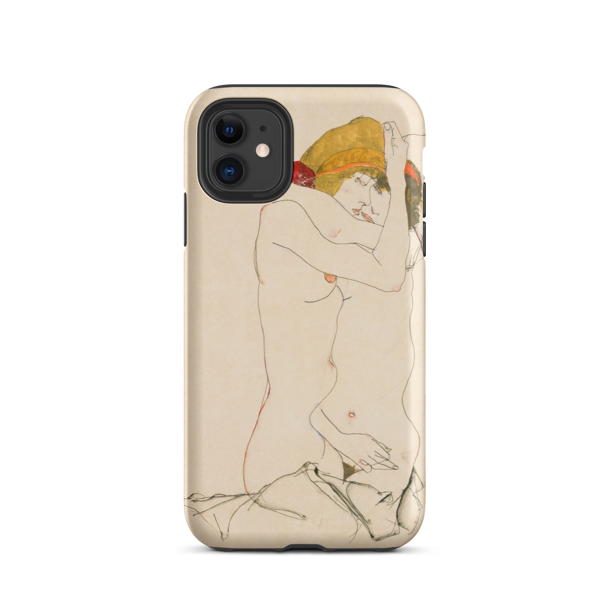 Two Nude Women Embracing Egon Schiele Iphone Case, 11 / Matte, Phone Case Nude Art Print