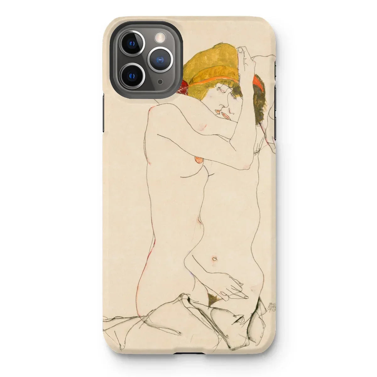 Two Nude Women Embracing - Egon Schiele Iphone Case, 11 Pro Max / Matte, Iphone Case Egon Schiele Nude Figure Artwork
