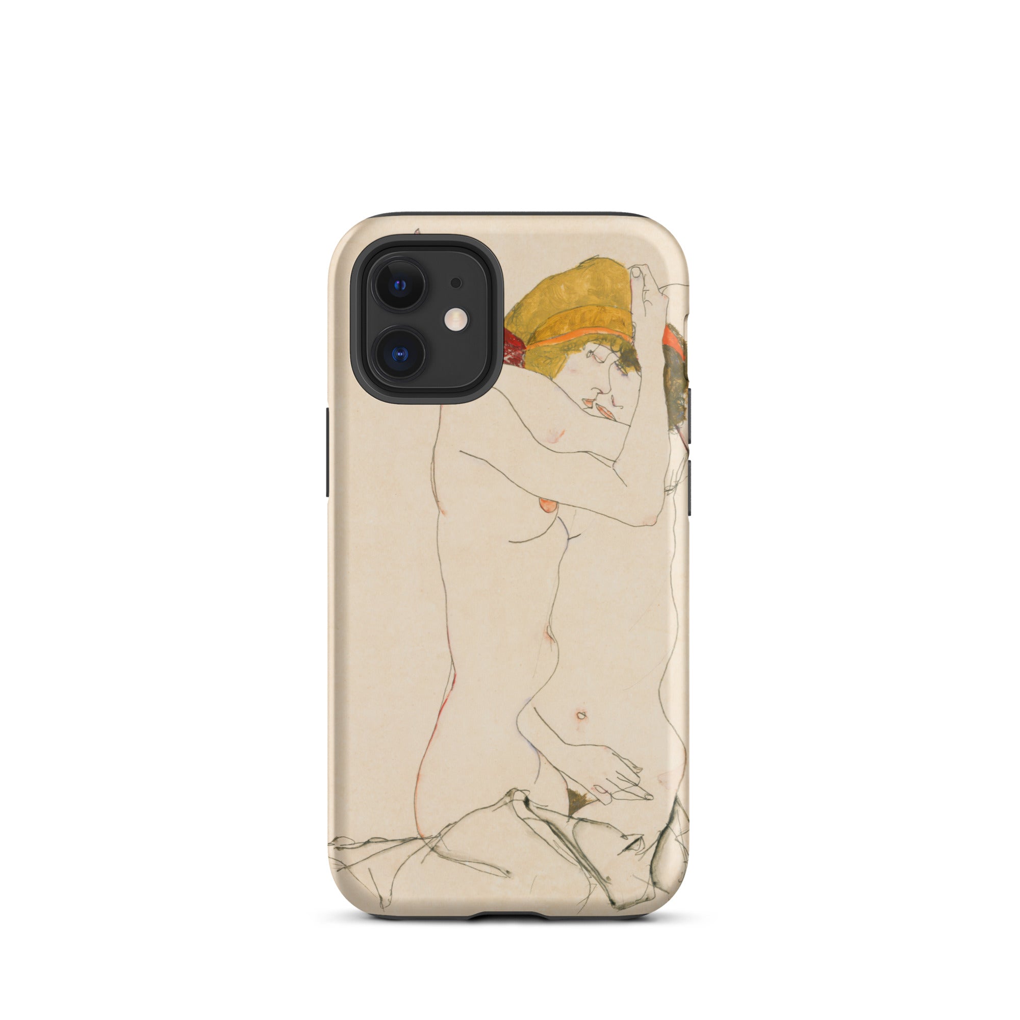 Two Nude Women Embracing Egon Schiele Iphone Case, 12 Mini / Matte, Phone Case Nude Figures