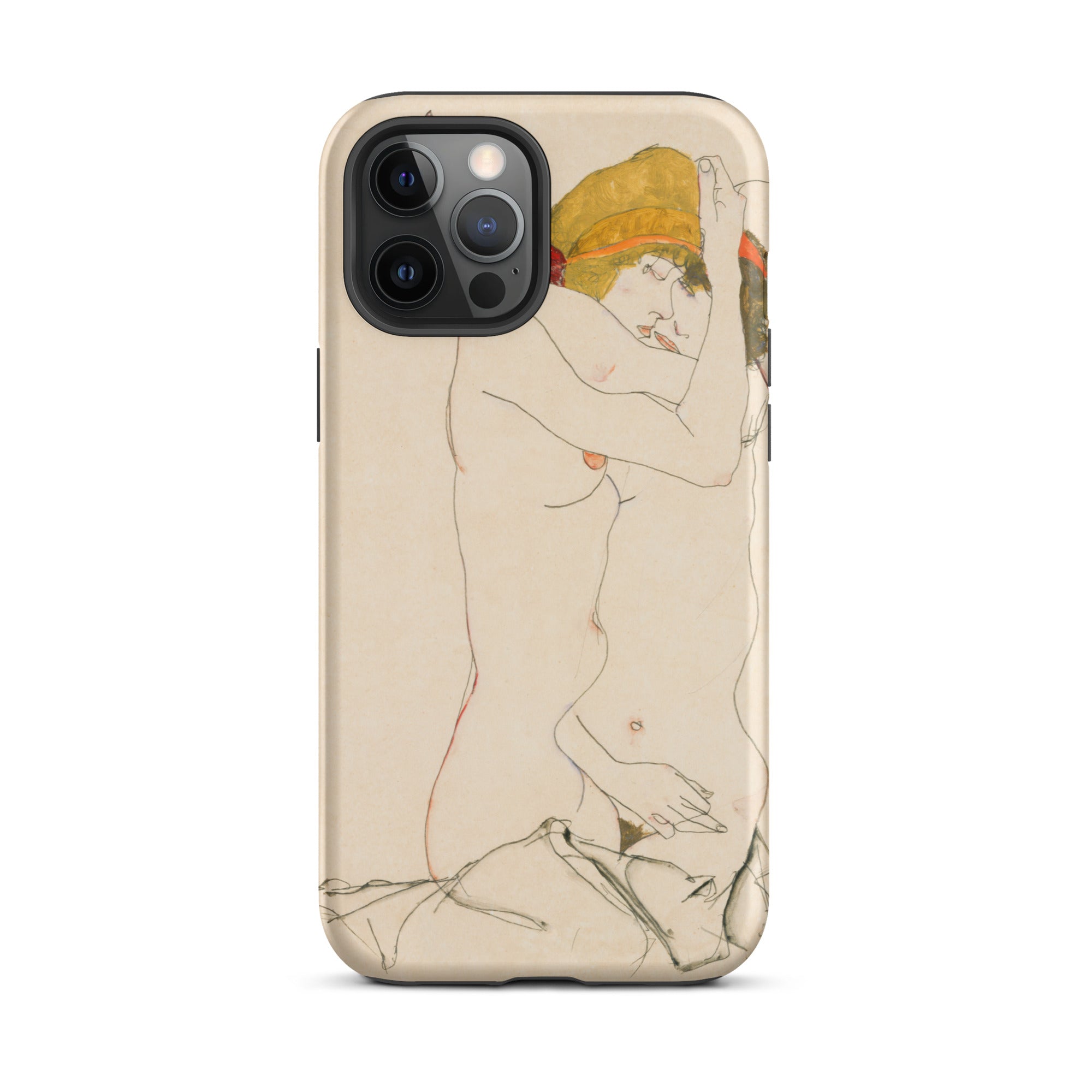 Two Nude Women Embracing Egon Schiele Iphone Case, 12 Pro Max / Matte, Phone Case Nude Art